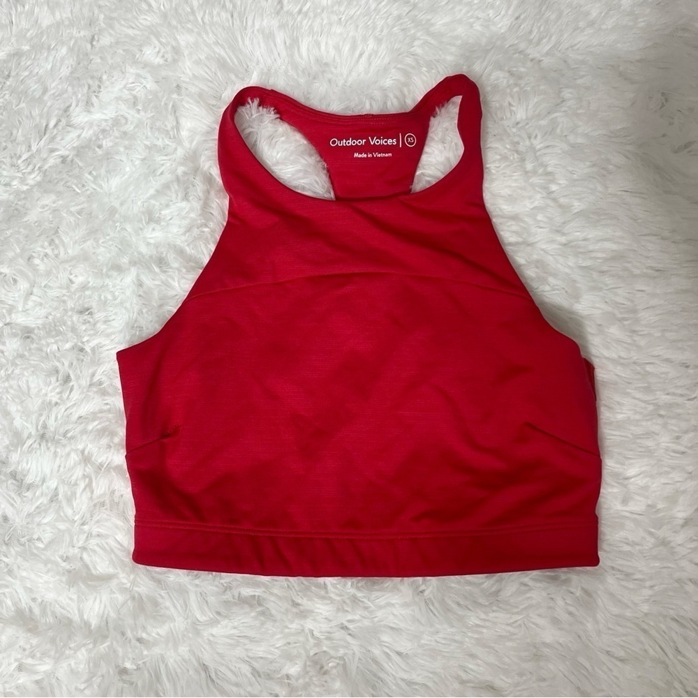 Outdoor Voices Longline TechSweat Crop Top Sports Bra in Red XS - Picture 3 of 6